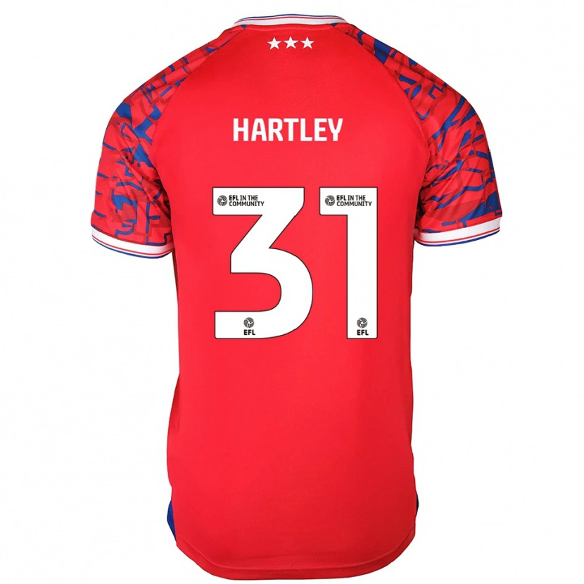 Danxen Niño Camiseta Laura Hartley #31 Rojo Azul 2ª Equipación 2025/26 La Camisa
