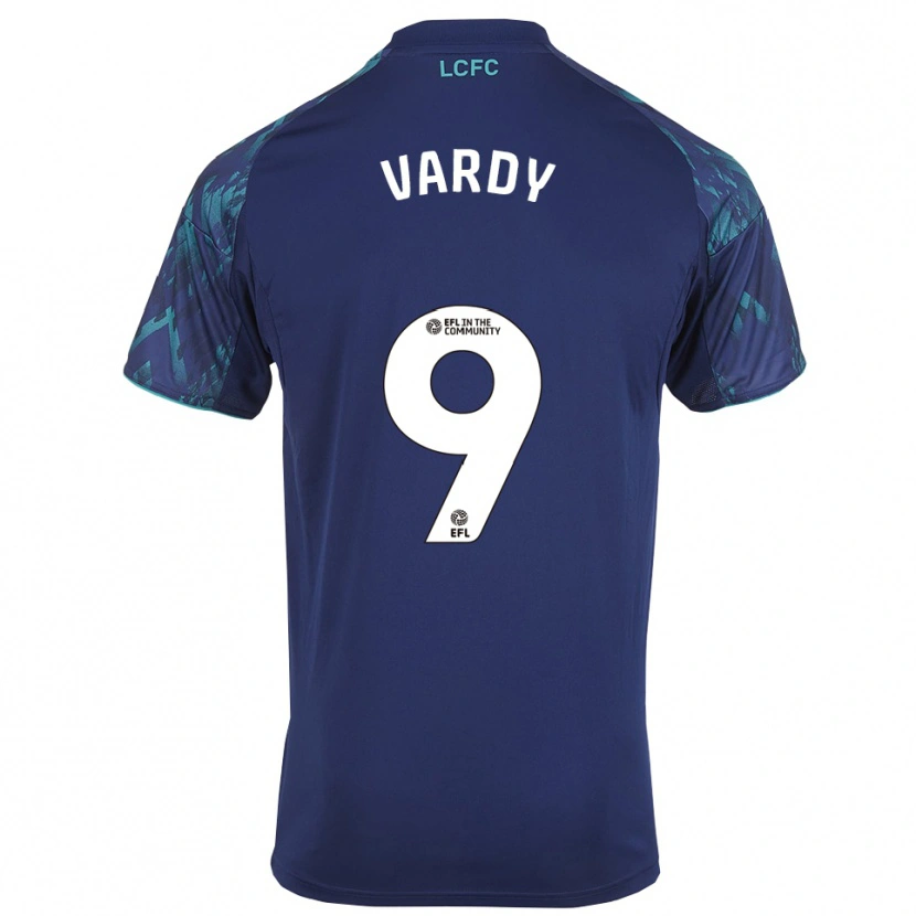 Danxen Niño Camiseta Jamie Vardy #9 Azul Marino Verde Blanco 2ª Equipación 2025/26 La Camisa