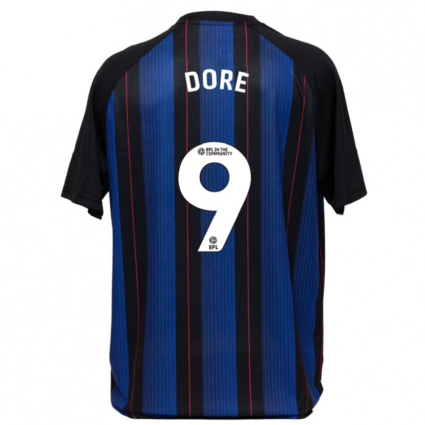 Danxen Niño Camiseta Addis Dore #9 Azul Negro 2ª Equipación 2025/26 La Camisa