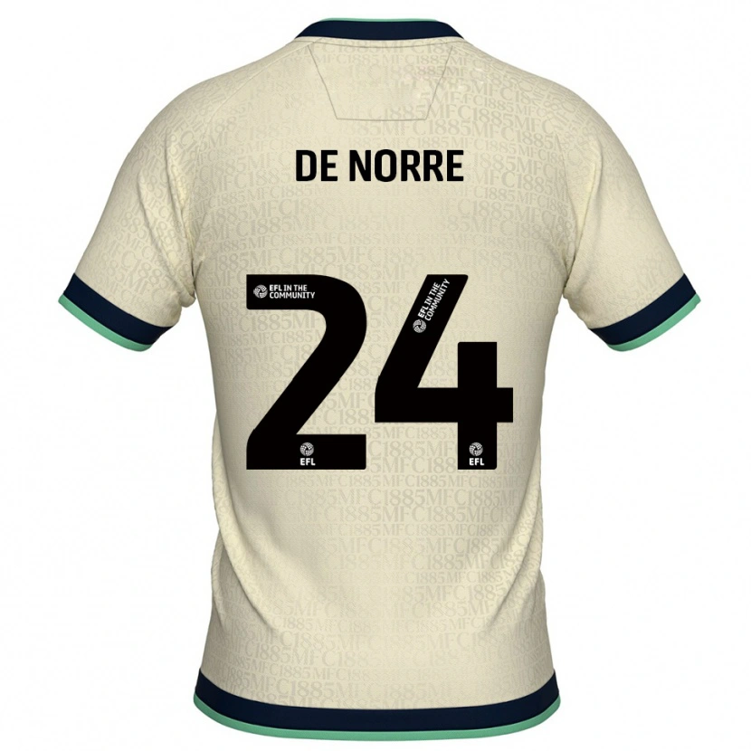 Danxen Niño Camiseta Casper De Norre #24 Champán Azul Marino 2ª Equipación 2025/26 La Camisa