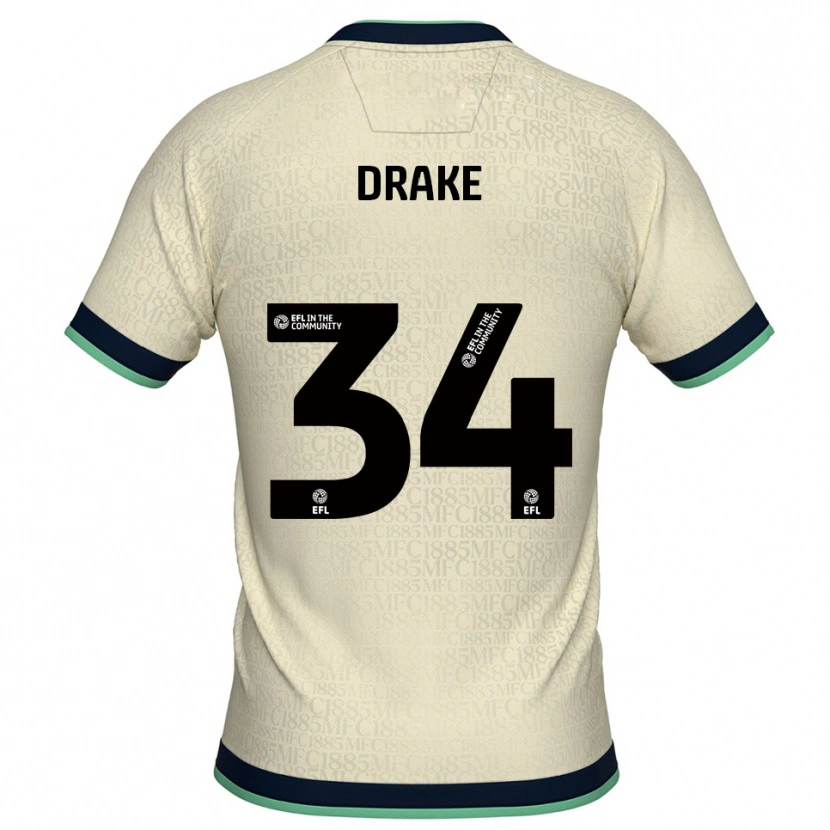 Danxen Niño Camiseta Ben Drake #34 Champán Azul Marino 2ª Equipación 2025/26 La Camisa