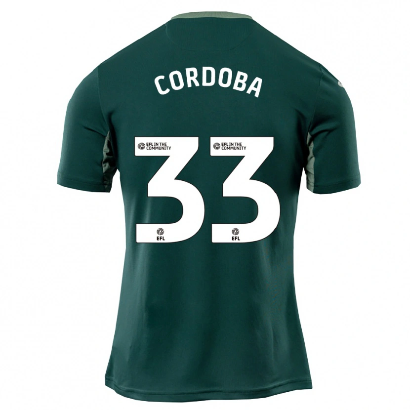 Danxen Niño Camiseta José Córdoba #33 Verde Blanco Púrpura 2ª Equipación 2025/26 La Camisa
