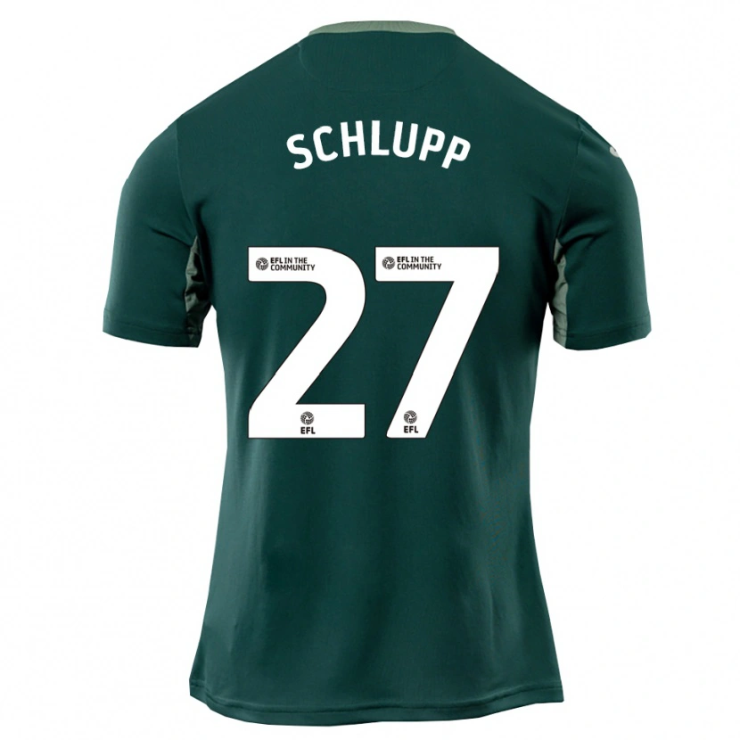 Danxen Niño Camiseta Jeffrey Schlupp #27 Verde Blanco Púrpura 2ª Equipación 2025/26 La Camisa
