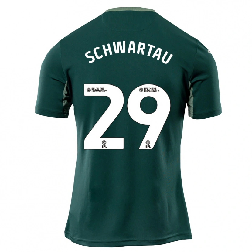 Danxen Niño Camiseta Oscar Schwartau #29 Verde Blanco Púrpura 2ª Equipación 2025/26 La Camisa