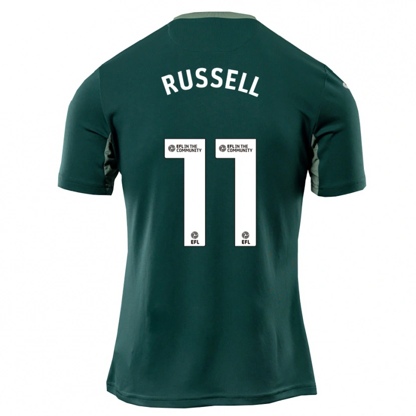 Danxen Niño Camiseta Rebecca Russell #11 Verde Blanco Púrpura 2ª Equipación 2025/26 La Camisa