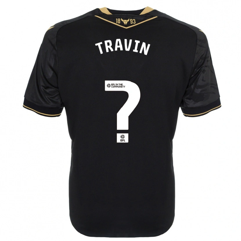 Danxen Niño Camiseta Denis Travin #0 Negro Oro 2ª Equipación 2025/26 La Camisa