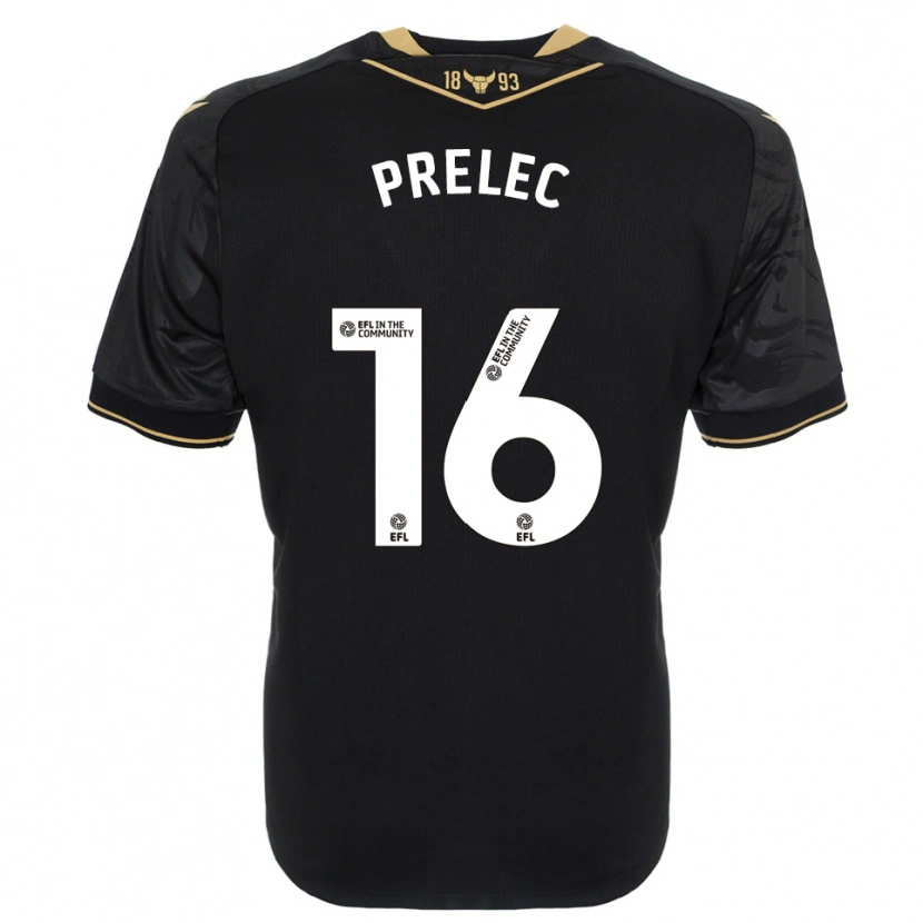 Danxen Niño Camiseta Nik Prelec #16 Negro Oro 2ª Equipación 2025/26 La Camisa