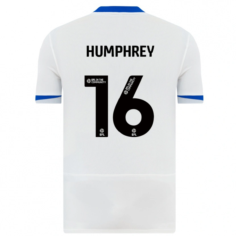 Danxen Niño Camiseta Ella Humphrey #16 Blanco Negro 2ª Equipación 2025/26 La Camisa