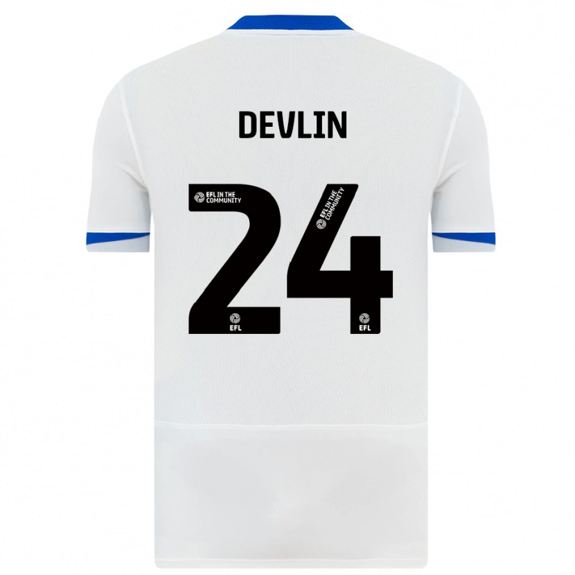 Danxen Niño Camiseta Terry Devlin #24 Blanco Negro 2ª Equipación 2025/26 La Camisa