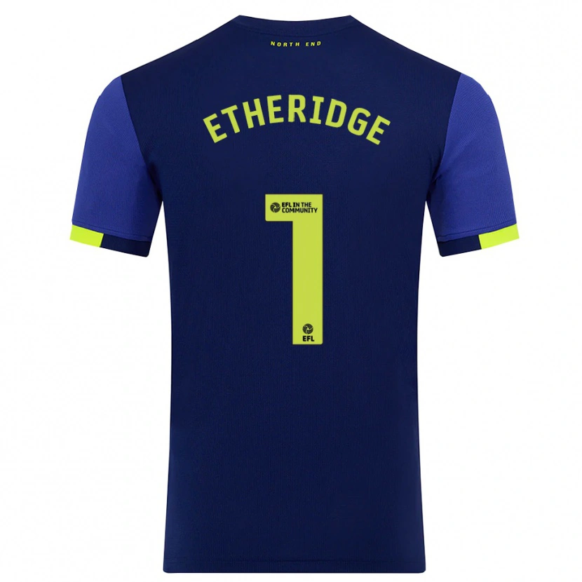 Danxen Niño Camiseta Ellie Etheridge #1 Azul Marino Amarillo 2ª Equipación 2025/26 La Camisa