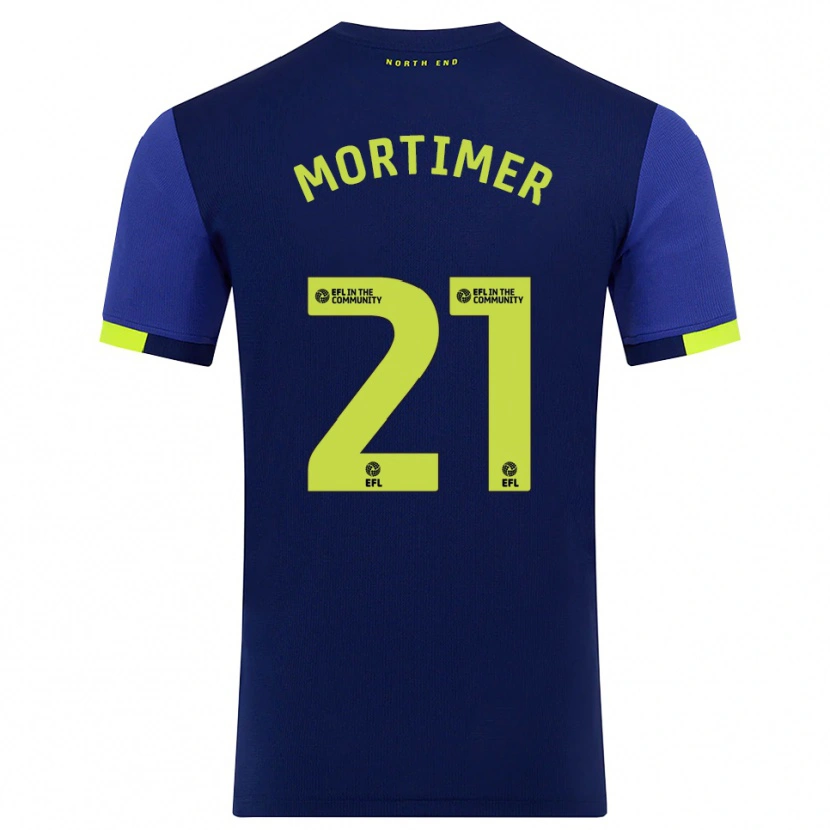 Danxen Niño Camiseta Jodie Mortimer #21 Azul Marino Amarillo 2ª Equipación 2025/26 La Camisa