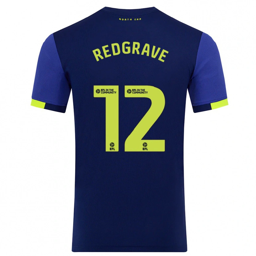 Danxen Niño Camiseta Jodie Redgrave #12 Azul Marino Amarillo 2ª Equipación 2025/26 La Camisa