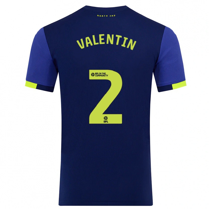 Danxen Niño Camiseta Pol Valentín #2 Azul Marino Amarillo 2ª Equipación 2025/26 La Camisa