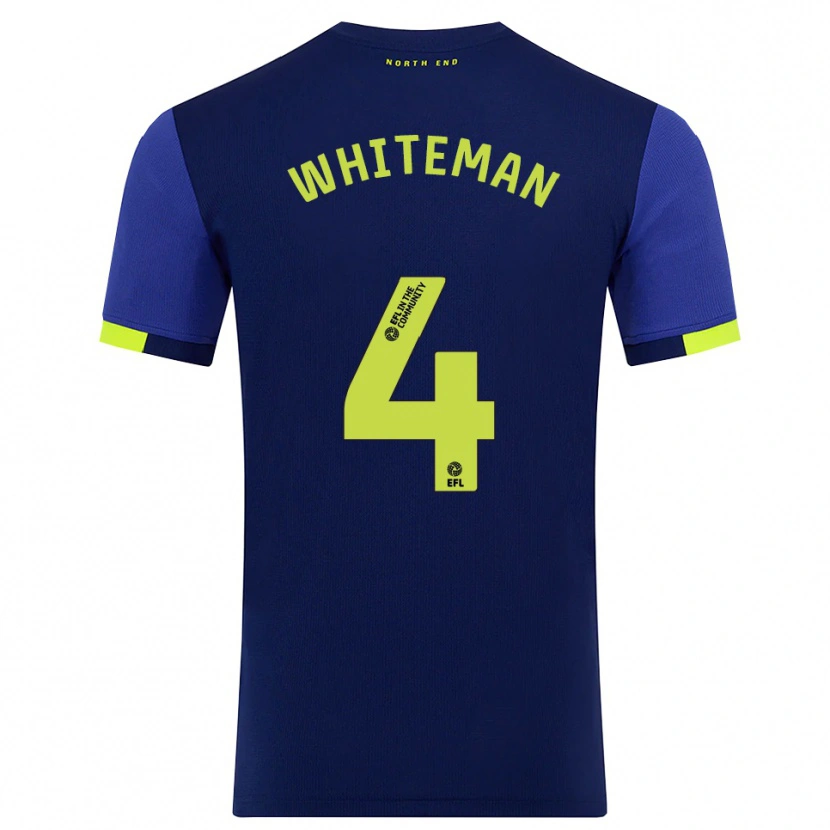 Danxen Niño Camiseta Ben Whiteman #4 Azul Marino Amarillo 2ª Equipación 2025/26 La Camisa