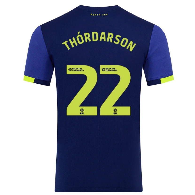 Danxen Niño Camiseta Stefán Teitur Thórdarson #22 Azul Marino Amarillo 2ª Equipación 2025/26 La Camisa