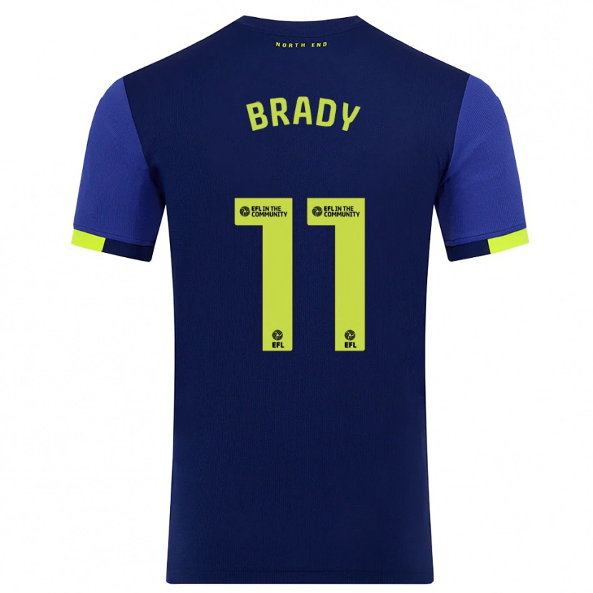 Danxen Niño Camiseta Robbie Brady #11 Azul Marino Amarillo 2ª Equipación 2025/26 La Camisa