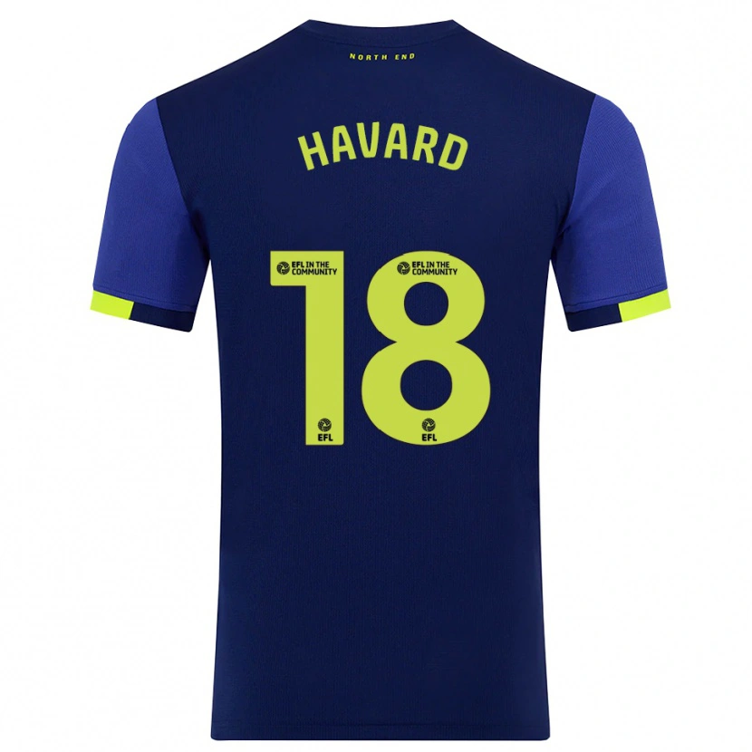 Danxen Niño Camiseta Callum Havard #18 Azul Marino Amarillo 2ª Equipación 2025/26 La Camisa
