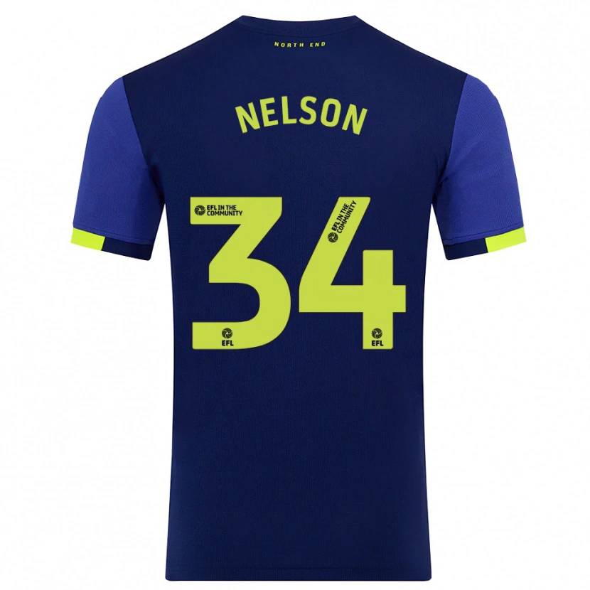 Danxen Niño Camiseta Kitt Nelson #34 Azul Marino Amarillo 2ª Equipación 2025/26 La Camisa