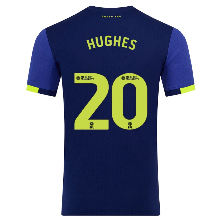 Danxen Niño Camiseta Amy Hughes #20 Azul Marino Amarillo 2ª Equipación 2025/26 La Camisa