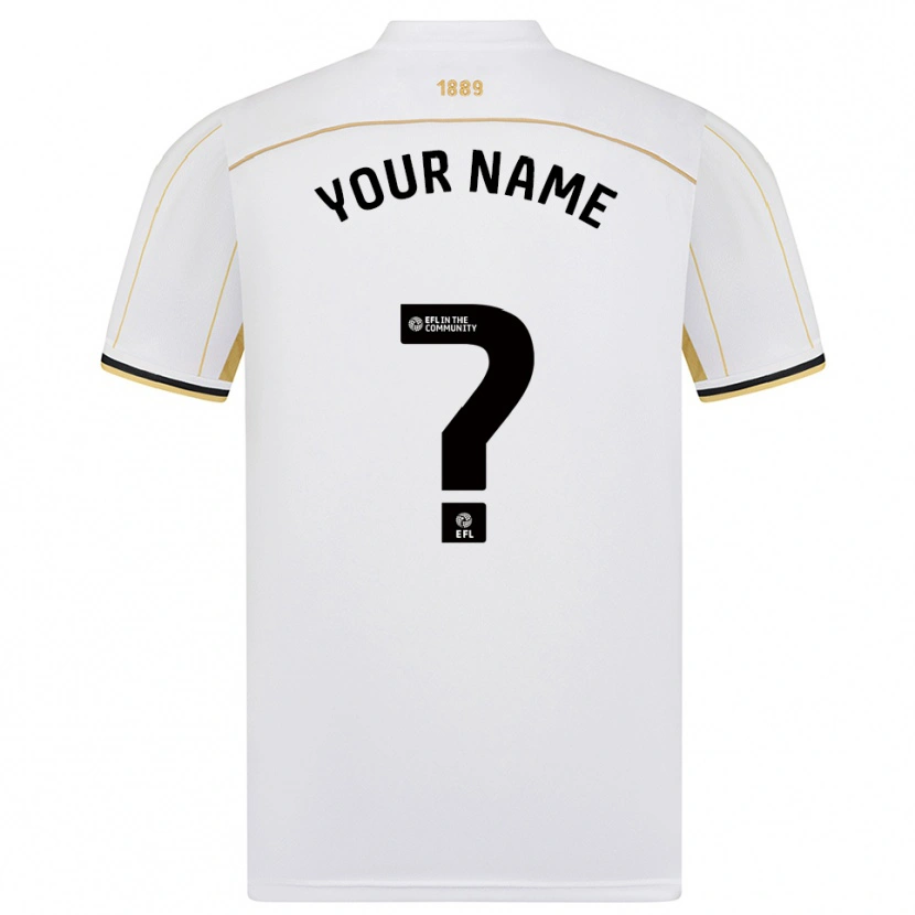 Danxen Niño Camiseta Su Nombre #0 Blanco Oro 2ª Equipación 2025/26 La Camisa