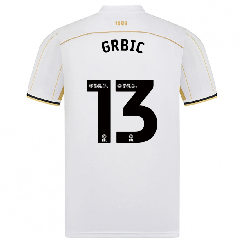 Danxen Niño Camiseta Ivo Grbic #13 Blanco Oro 2ª Equipación 2025/26 La Camisa
