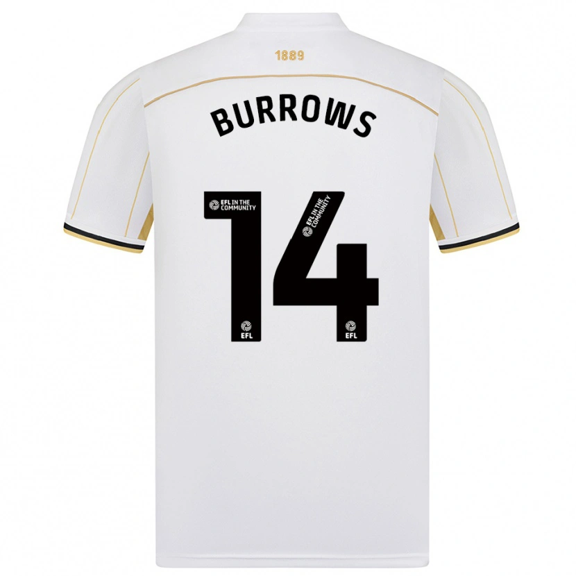 Danxen Niño Camiseta Harrison Burrows #14 Blanco Oro 2ª Equipación 2025/26 La Camisa