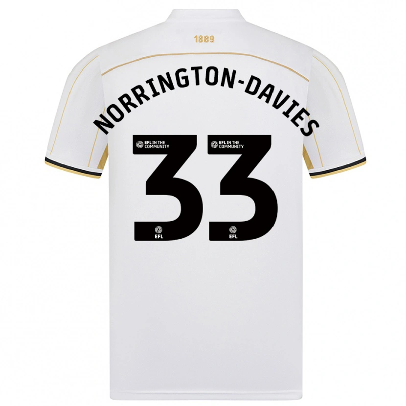 Danxen Niño Camiseta Rhys Norrington-Davies #33 Blanco Oro 2ª Equipación 2025/26 La Camisa