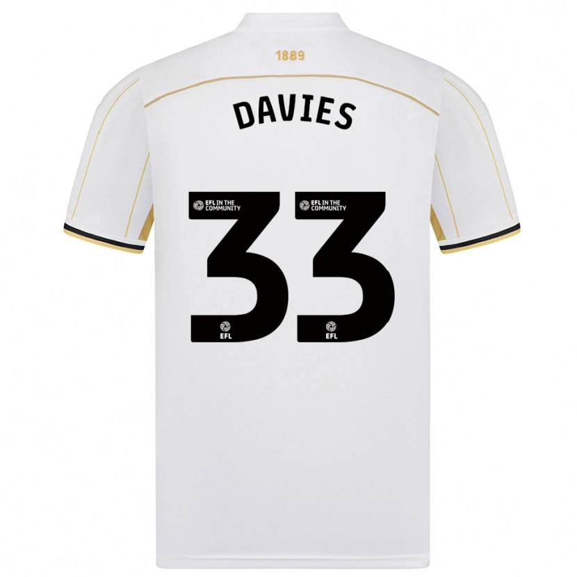 Danxen Niño Camiseta Bethan Davies #33 Blanco Oro 2ª Equipación 2025/26 La Camisa