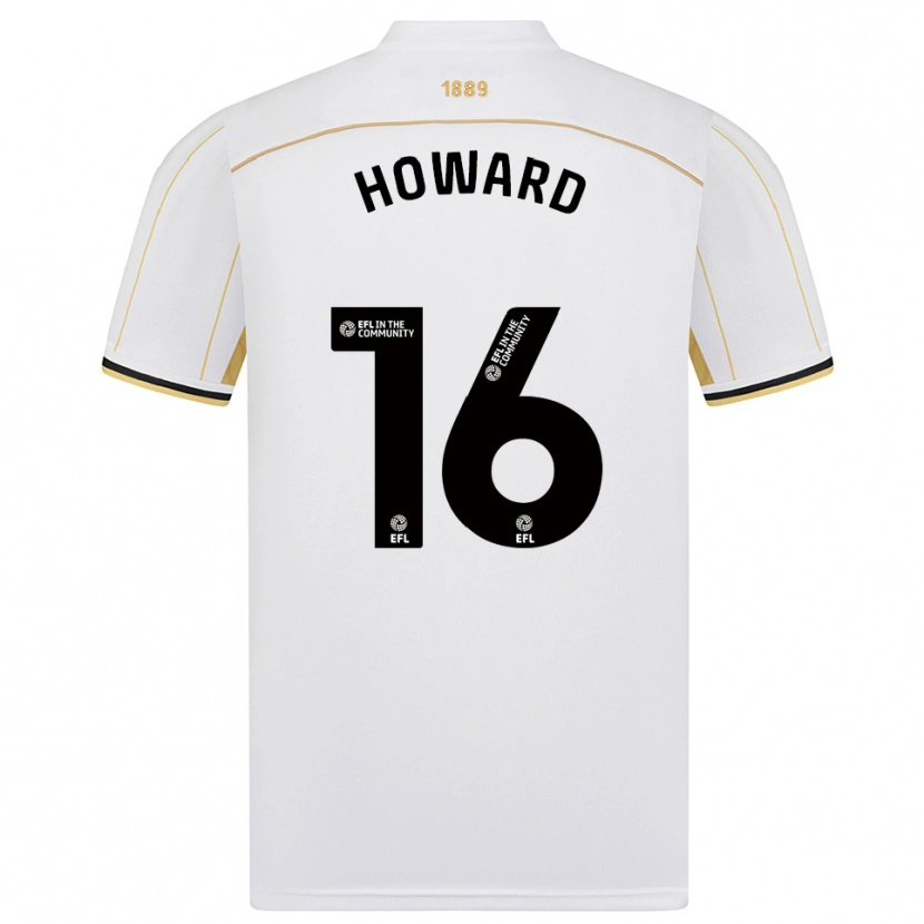 Danxen Niño Camiseta Theo Howard #16 Blanco Oro 2ª Equipación 2025/26 La Camisa