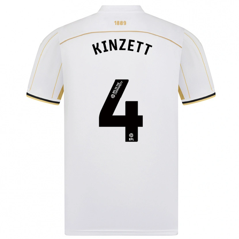 Danxen Niño Camiseta Ella Kinzett #4 Blanco Oro 2ª Equipación 2025/26 La Camisa