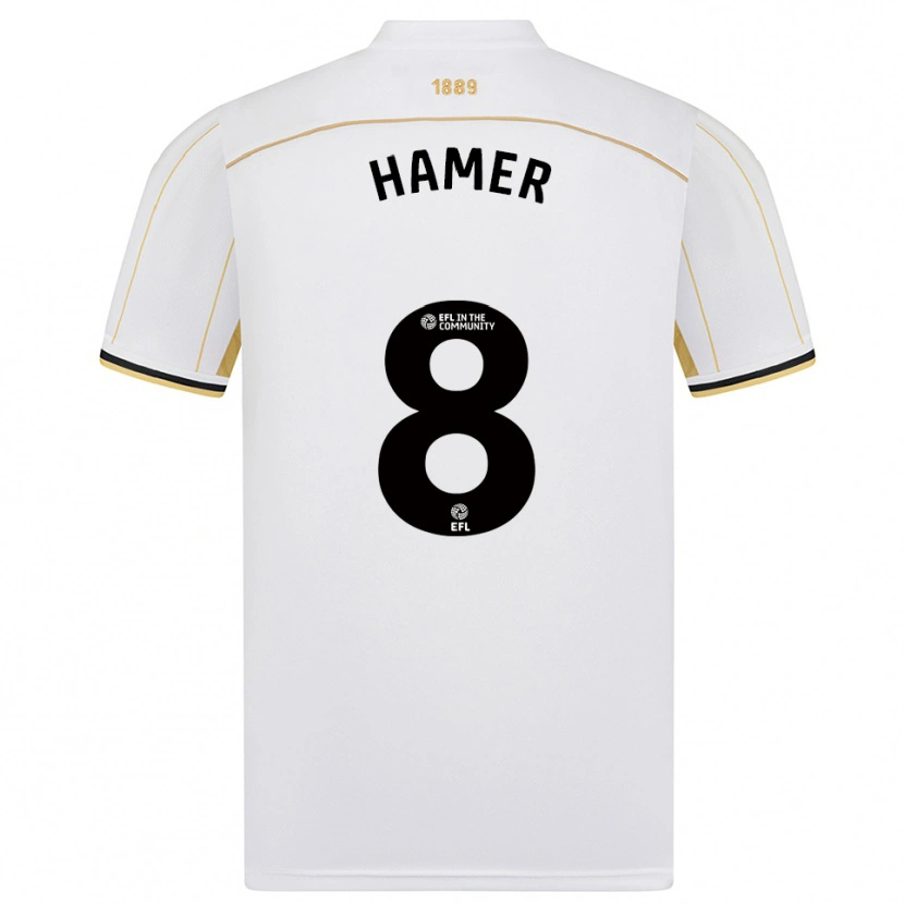 Danxen Niño Camiseta Gustavo Hamer #8 Blanco Oro 2ª Equipación 2025/26 La Camisa