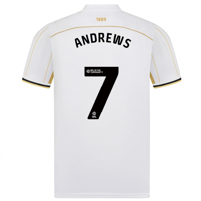 Danxen Niño Camiseta Amy Andrews #7 Blanco Oro 2ª Equipación 2025/26 La Camisa
