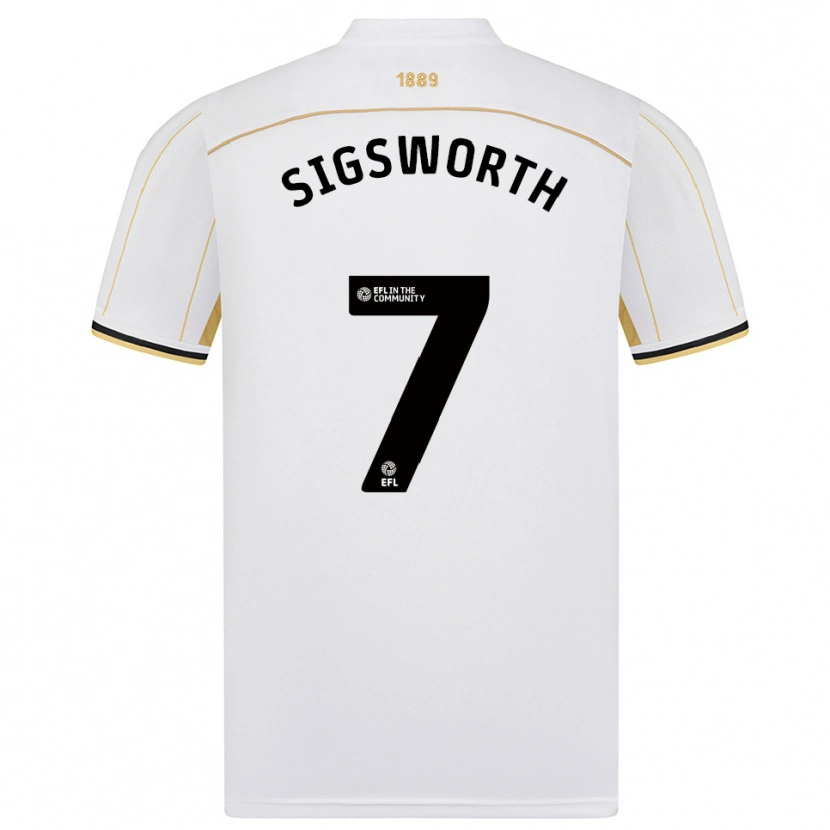 Danxen Niño Camiseta Jess Sigsworth #7 Blanco Oro 2ª Equipación 2025/26 La Camisa