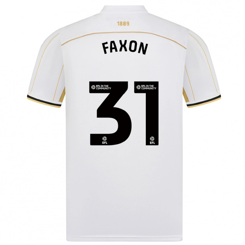 Danxen Niño Camiseta Luke Faxon #31 Blanco Oro 2ª Equipación 2025/26 La Camisa