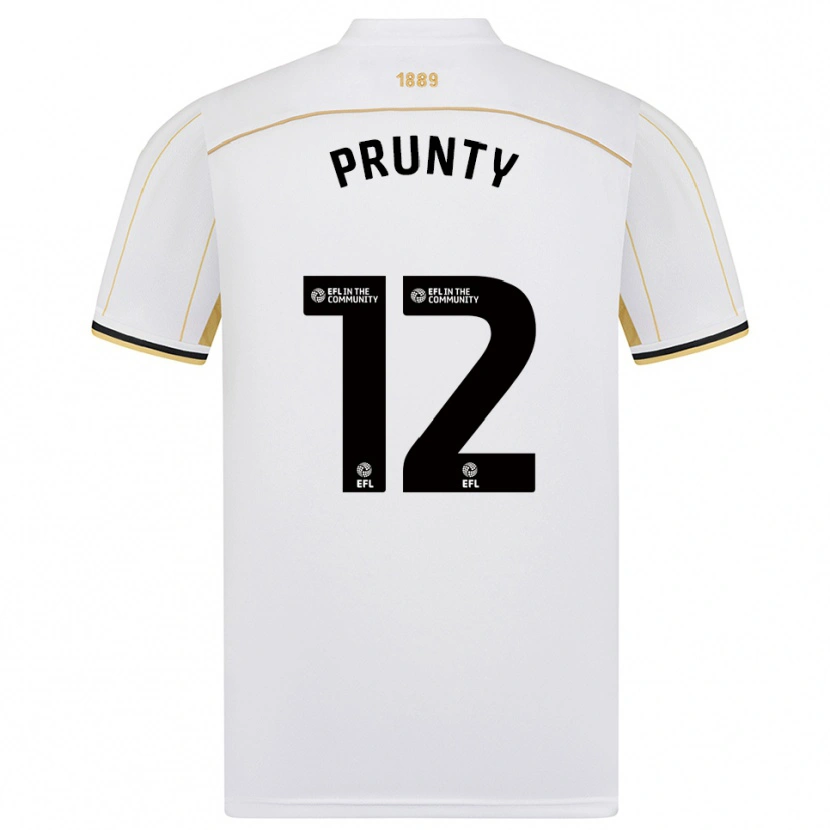 Danxen Niño Camiseta Jayden Prunty #12 Blanco Oro 2ª Equipación 2025/26 La Camisa
