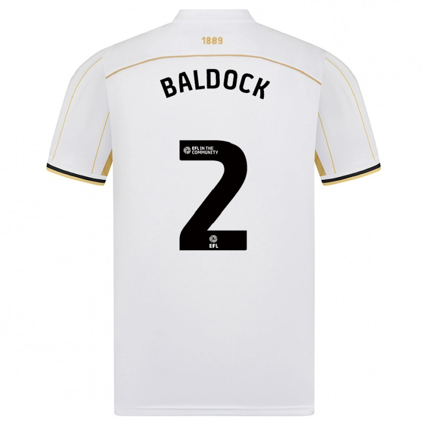 Danxen Niño Camiseta George Baldock #2 Blanco Oro 2ª Equipación 2025/26 La Camisa