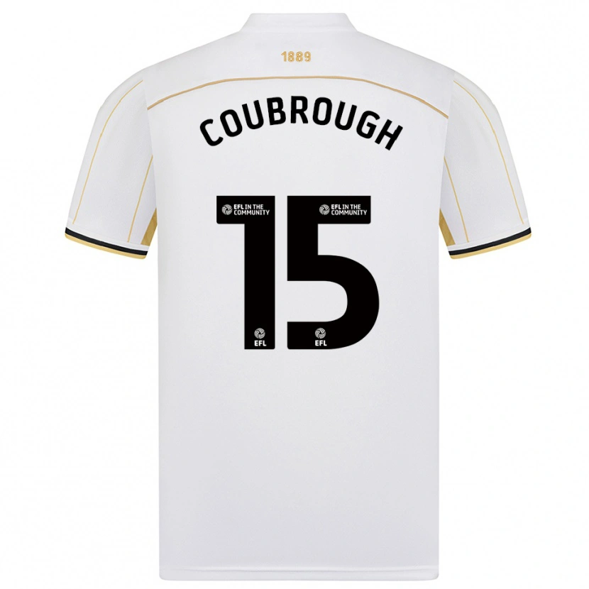 Danxen Niño Camiseta Arlo Coubrough #15 Blanco Oro 2ª Equipación 2025/26 La Camisa