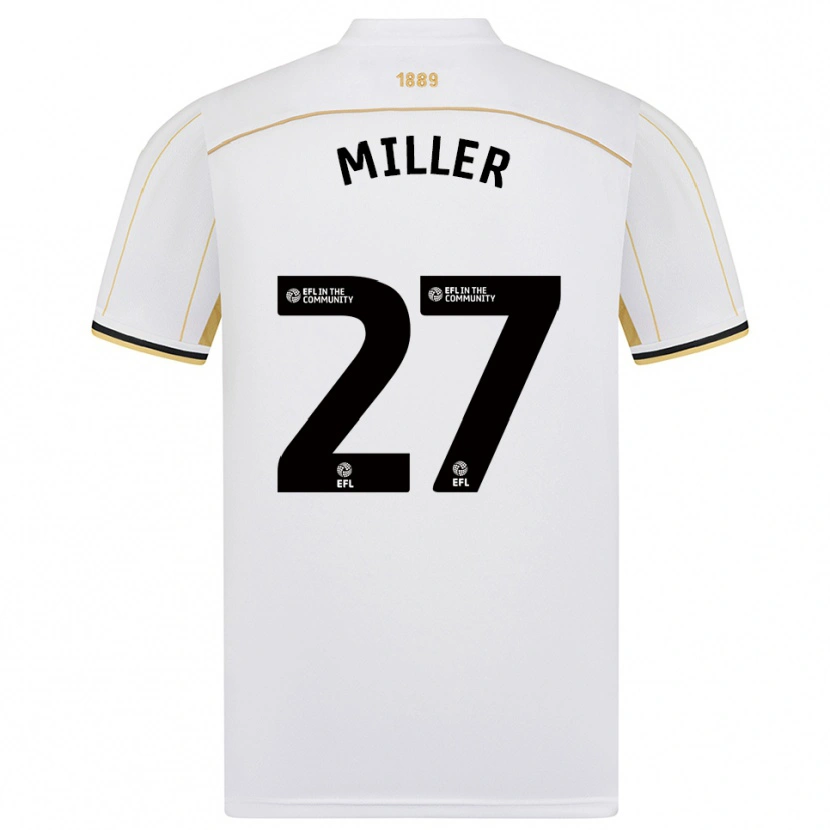 Danxen Niño Camiseta Lara Miller #27 Blanco Oro 2ª Equipación 2025/26 La Camisa