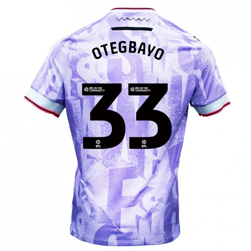 Danxen Niño Camiseta Gabriel Otegbayo #33 Lila Blanco 2ª Equipación 2025/26 La Camisa