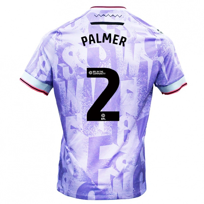 Danxen Niño Camiseta Liam Palmer #2 Lila Blanco 2ª Equipación 2025/26 La Camisa