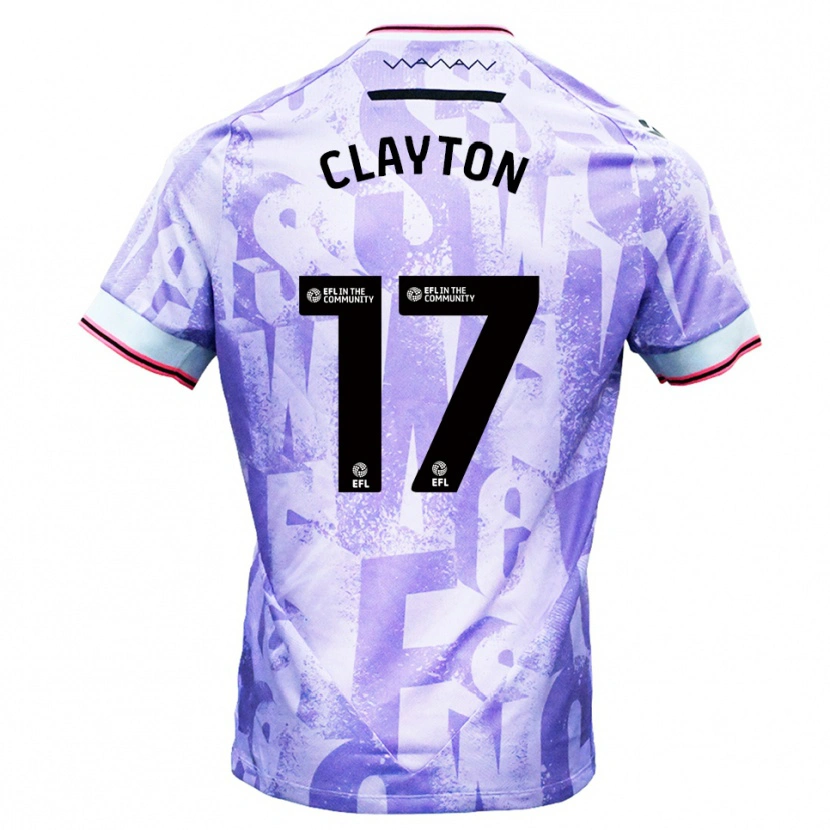 Danxen Niño Camiseta Liam Clayton #17 Lila Blanco 2ª Equipación 2025/26 La Camisa