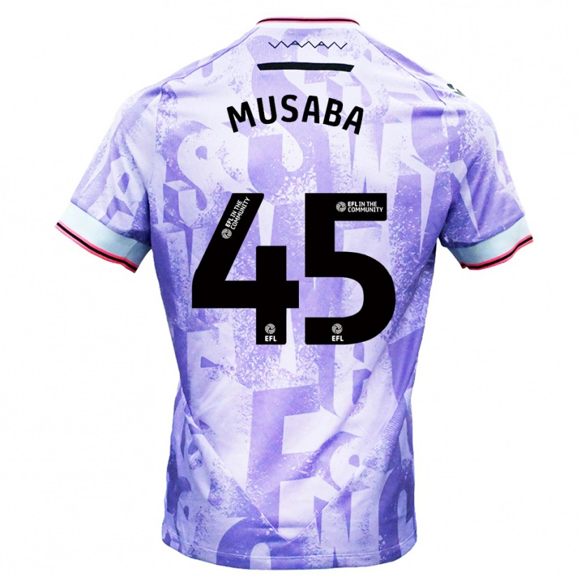 Danxen Niño Camiseta Anthony Musaba #45 Lila Blanco 2ª Equipación 2025/26 La Camisa