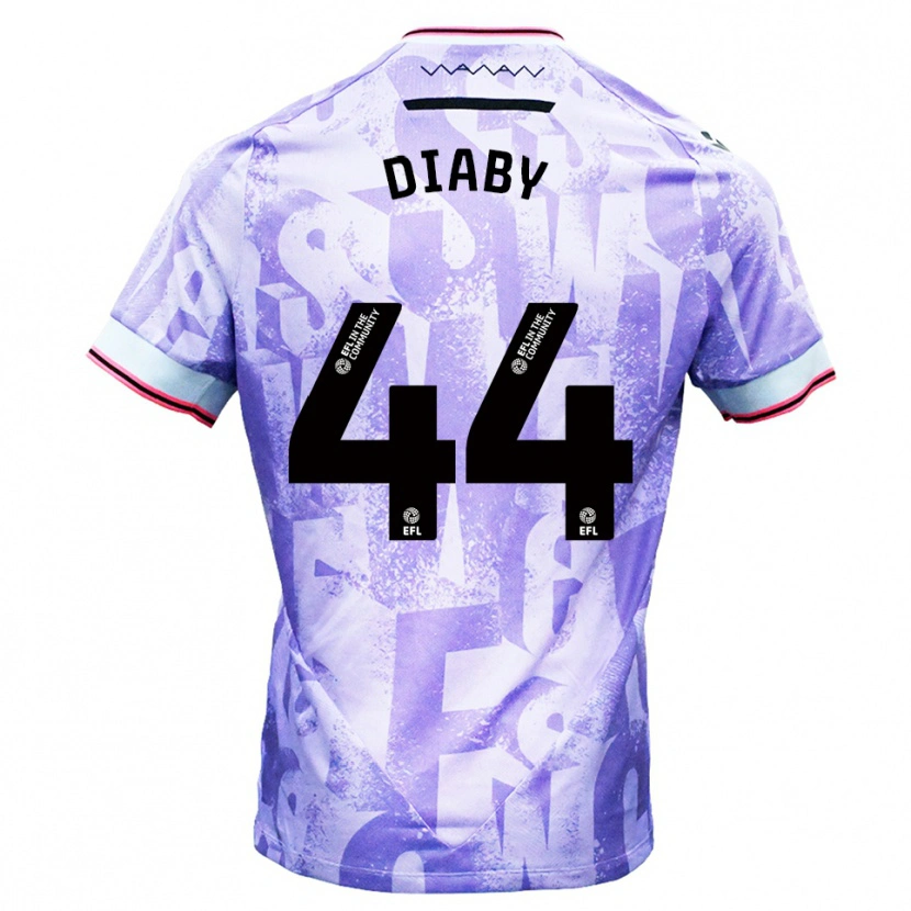 Danxen Niño Camiseta Momo Diaby #44 Lila Blanco 2ª Equipación 2025/26 La Camisa