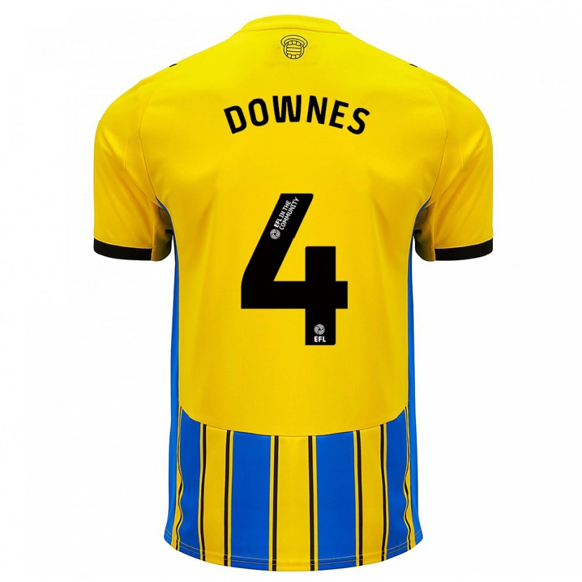 Danxen Niño Camiseta Flynn Downes #4 Azul Amarillo 2ª Equipación 2025/26 La Camisa