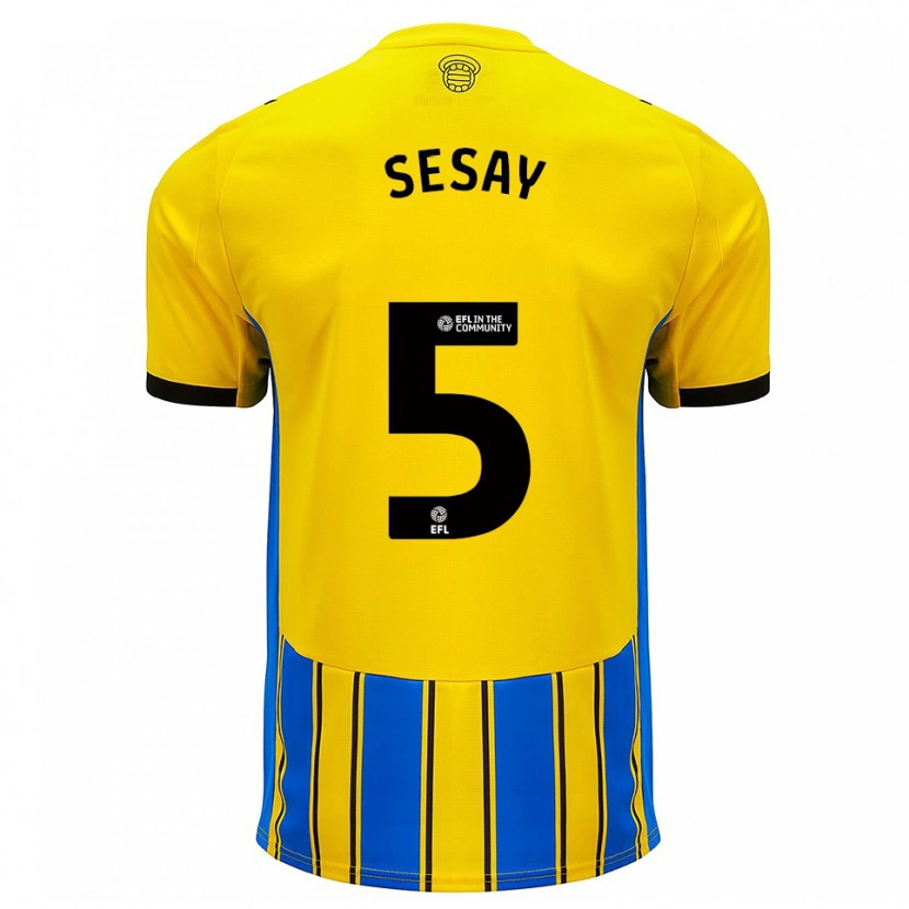 Danxen Niño Camiseta Moses Sesay #5 Azul Amarillo 2ª Equipación 2025/26 La Camisa