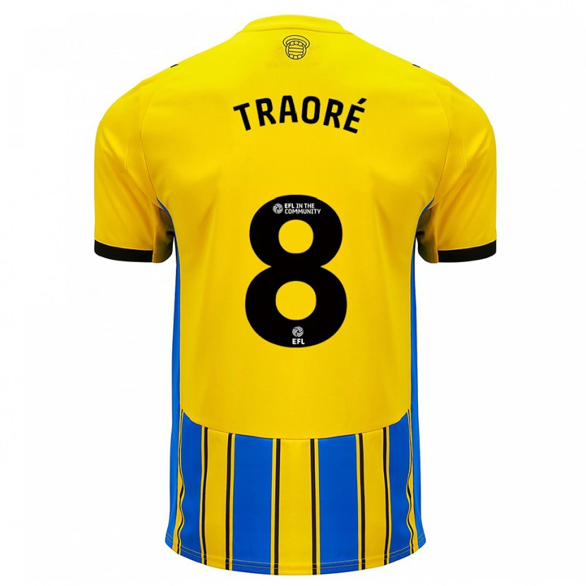 Danxen Niño Camiseta Daouda Traoré #8 Azul Amarillo 2ª Equipación 2025/26 La Camisa