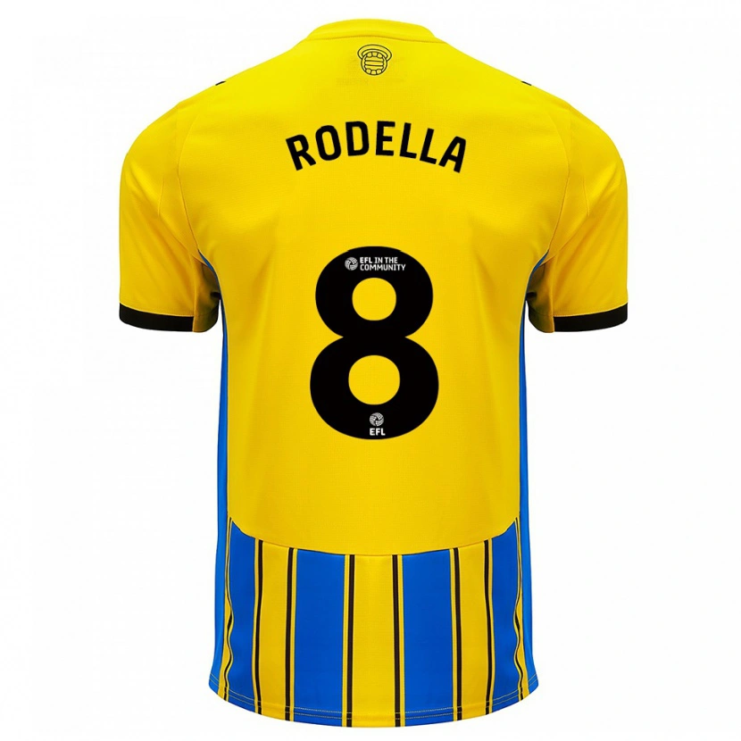 Danxen Niño Camiseta Leo Rodella #8 Azul Amarillo 2ª Equipación 2025/26 La Camisa