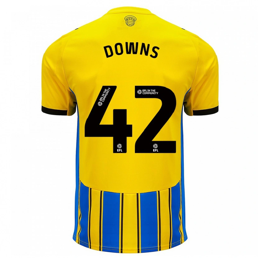 Danxen Niño Camiseta Damion Downs #42 Azul Amarillo 2ª Equipación 2025/26 La Camisa