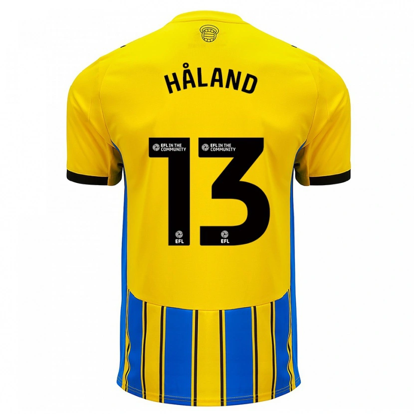 Danxen Niño Camiseta Benedicte Håland #13 Azul Amarillo 2ª Equipación 2025/26 La Camisa