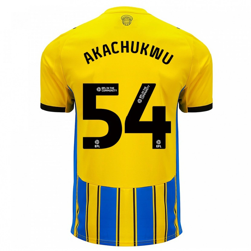 Danxen Niño Camiseta Romeo Akachukwu #54 Azul Amarillo 2ª Equipación 2025/26 La Camisa